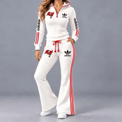 Tampa Bay Buccaneers | Premium NFL Game Day Team Spirit Quarter-Zip Hoodie & Flared Pants Set TD