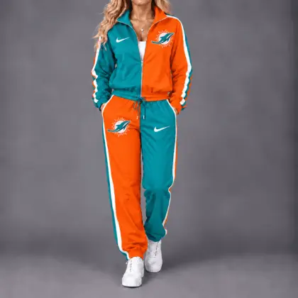 Miami Dolphins | Premium NFL Team Pride Waterproof Windbreaker Zip-Up Tracksuit Set NY