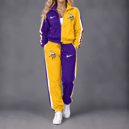 Minnesota Vikings | Premium NFL Team Pride Waterproof Windbreaker Zip-Up Tracksuit Set NY