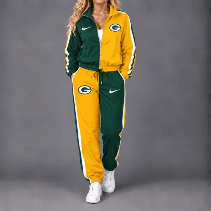 Green Bay Packers | Premium NFL Team Pride Waterproof Windbreaker Zip-Up Tracksuit Set NY