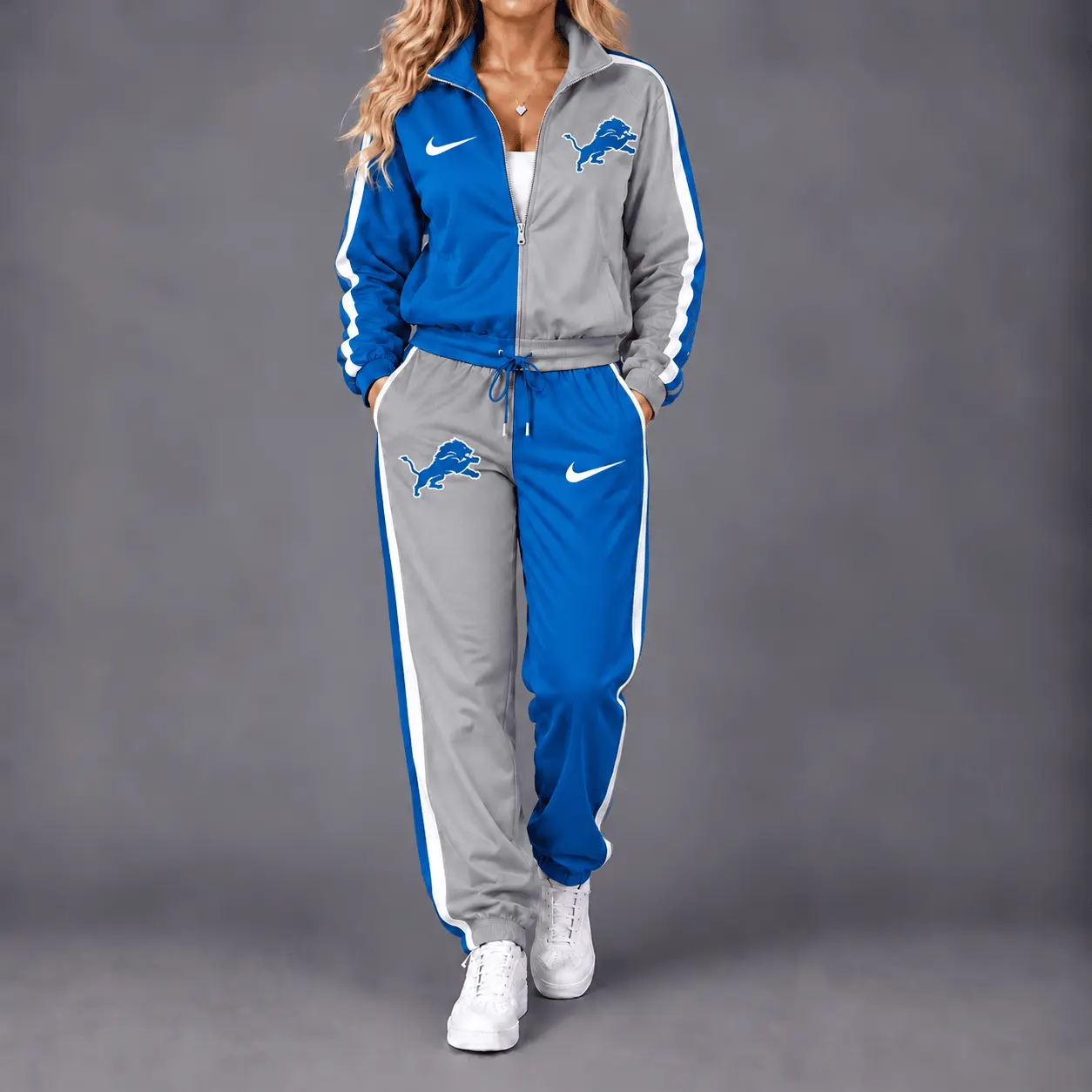 Detroit Lions | Premium NFL Team Pride Waterproof Windbreaker Zip-Up Tracksuit Set NY