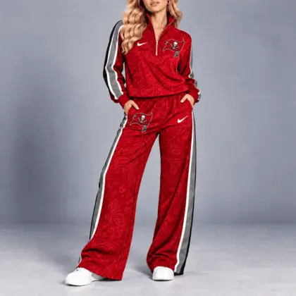 Tampa Bay Buccaneers | Premium NFL Team Ready Paisley Quarter-Zip & Wide-Leg Pants Set NY