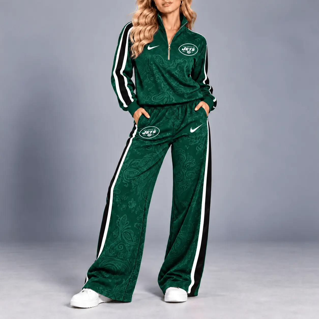 Philadelphia Eagles | Premium NFL Team Ready Paisley Quarter-Zip & Wide-Leg Pants Set NY