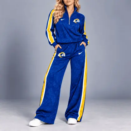 Los Angeles Rams | Premium NFL Team Ready Paisley Quarter-Zip & Wide-Leg Pants Set NY