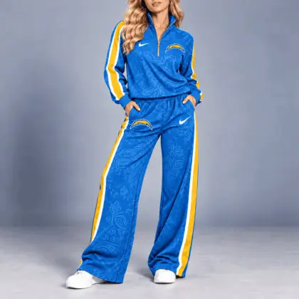 Los Angeles Chargers | Premium NFL Team Ready Paisley Quarter-Zip & Wide-Leg Pants Set NY