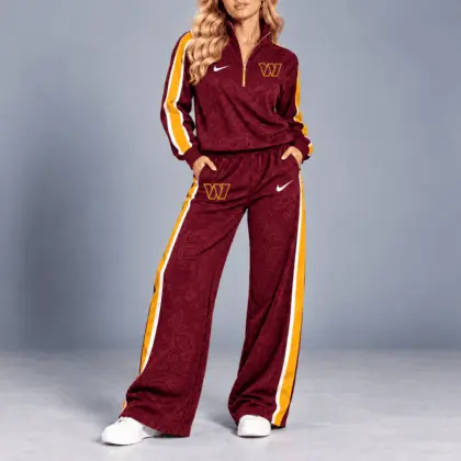 Washington Commanders | Premium NFL Team Ready Paisley Quarter-Zip & Wide-Leg Pants Set NY