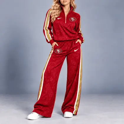 San Francisco 49ers | Premium NFL Team Ready Paisley Quarter-Zip & Wide-Leg Pants Set NY