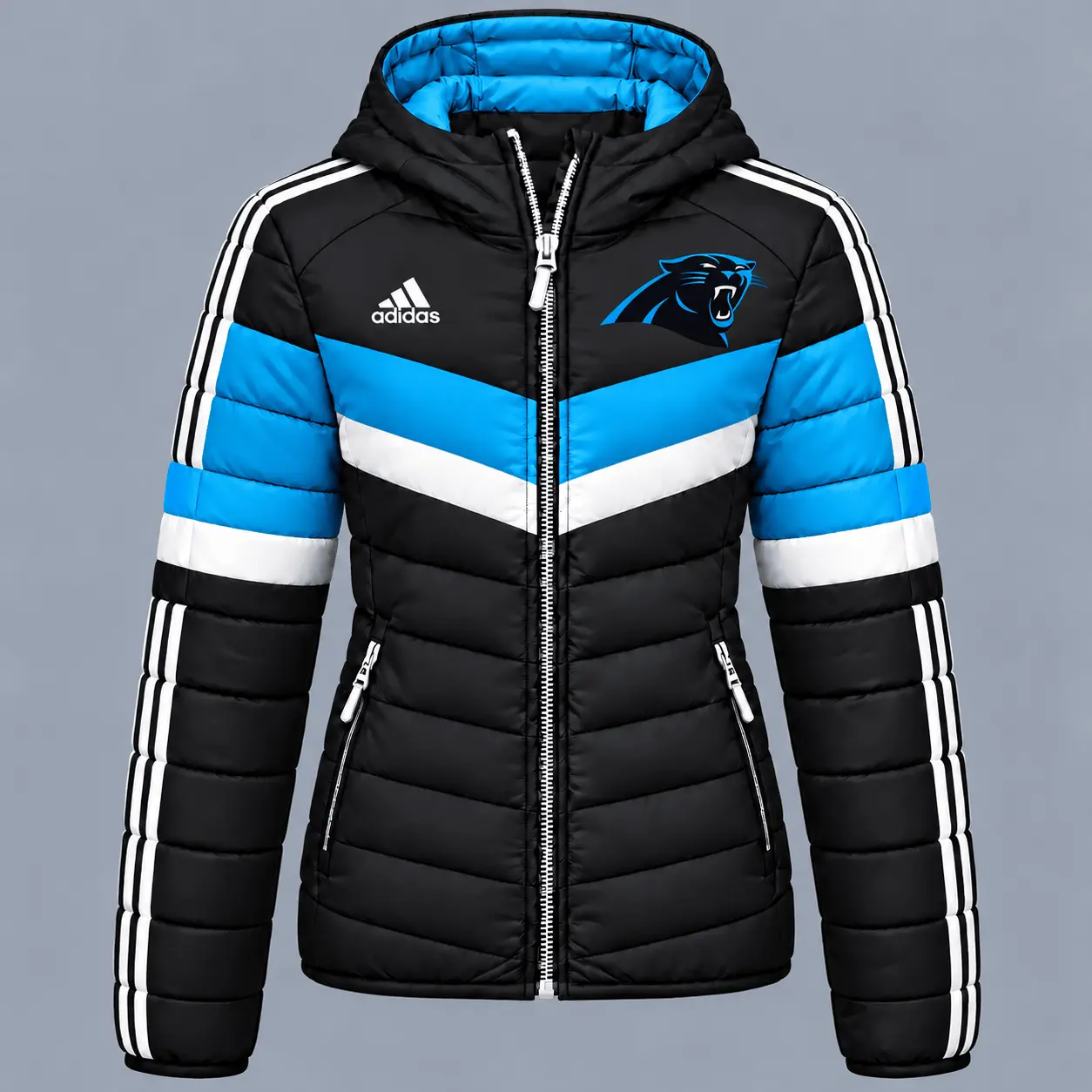 Carolina Panthers | Premium NFL Arctic Shield Colorblock Hooded Puffer Jacket NTH1
