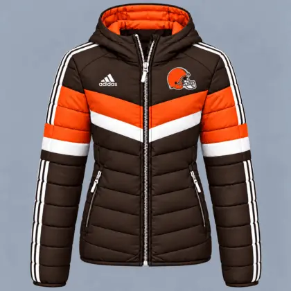 Cleveland Browns | Premium NFL Arctic Shield Colorblock Hooded Puffer Jacket NTH1
