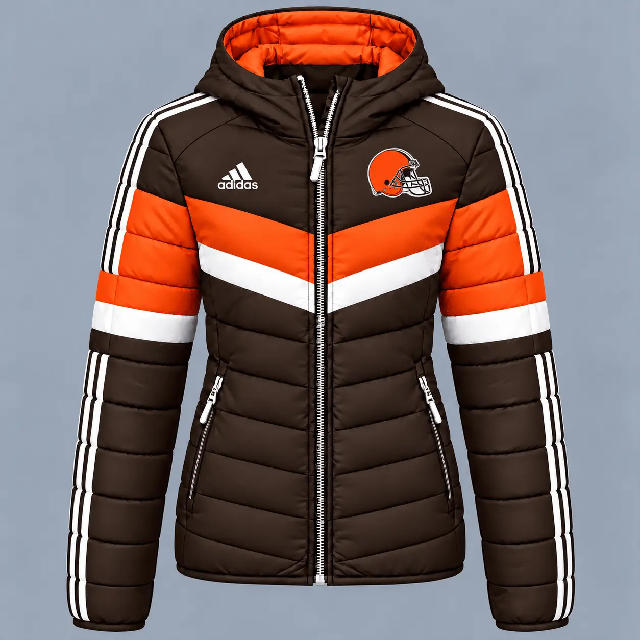 Cleveland Browns | Premium NFL Arctic Shield Colorblock Hooded Puffer Jacket NTH1