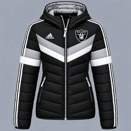 Las Vegas Raiders | Premium NFL Arctic Shield Colorblock Hooded Puffer Jacket NTH1