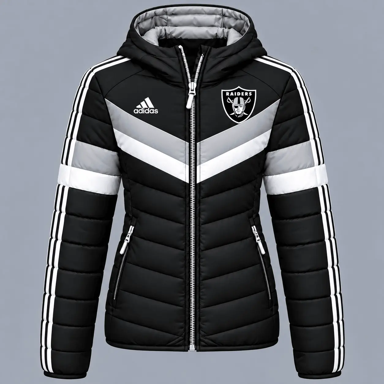 Las Vegas Raiders | Premium NFL Arctic Shield Colorblock Hooded Puffer Jacket NTH1