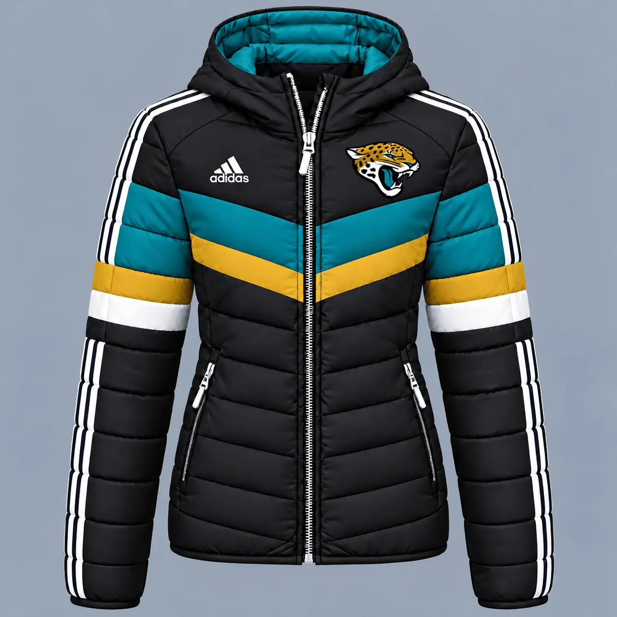 Jacksonville Jaguars | Premium NFL Arctic Shield Colorblock Hooded Puffer Jacket NTH1