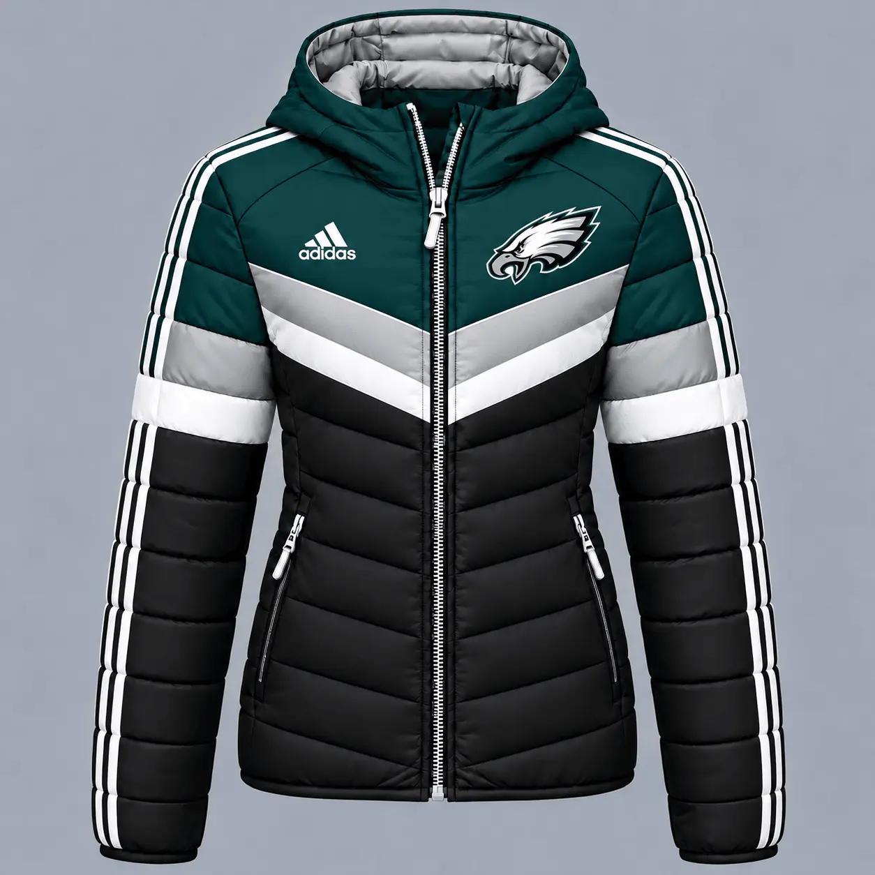 Philadelphia Eagles | Premium NFL Arctic Shield Colorblock Hooded Puffer Jacket NTH1