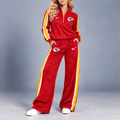 Kansas City Chiefs | Premium NFL Team Ready Paisley Quarter-Zip & Wide-Leg Pants Set NY