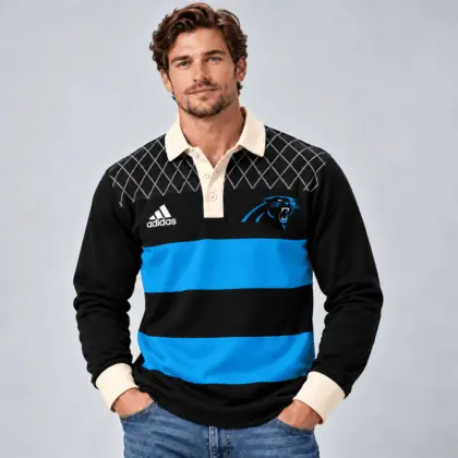 Carolina Panthers | Premium NFL Classic Heritage Striped Rugby Polo NTH1
