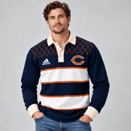 Chicago Bears | Premium NFL Classic Heritage Striped Rugby Polo NTH1