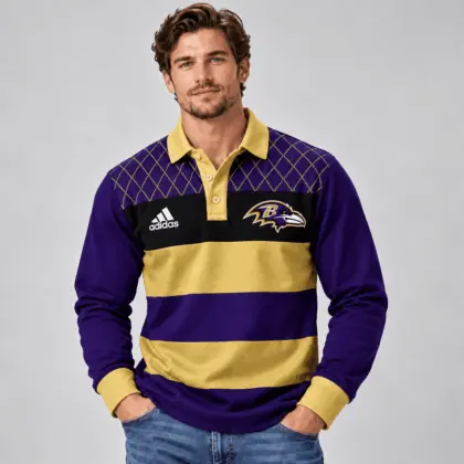 Baltimore Ravens | Premium NFL Classic Heritage Striped Rugby Polo NTH1