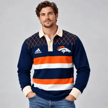 Denver Broncos | Premium NFL Classic Heritage Striped Rugby Polo NTH1