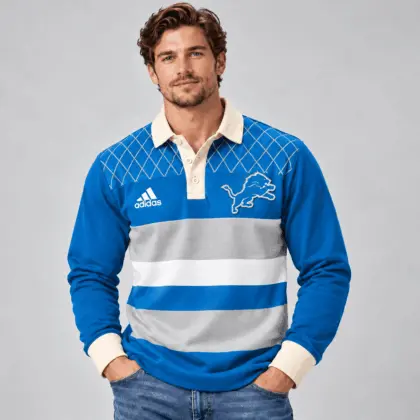 Detroit Lions | Premium NFL Classic Heritage Striped Rugby Polo NTH1