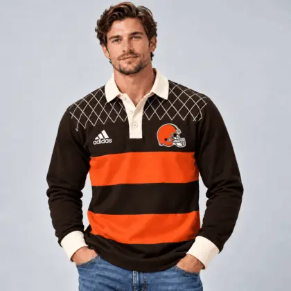 Cleveland Browns | Premium NFL Classic Heritage Striped Rugby Polo NTH1