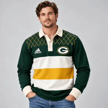 Green Bay Packers | Premium NFL Classic Heritage Striped Rugby Polo NTH1