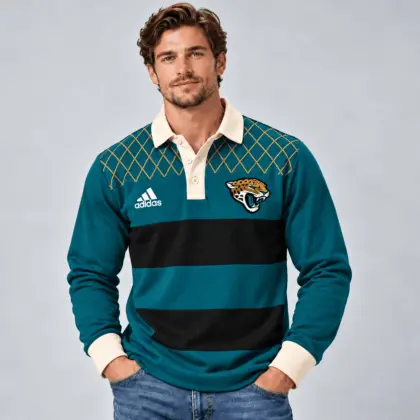 Jacksonville Jaguars | Premium NFL Classic Heritage Striped Rugby Polo NTH1