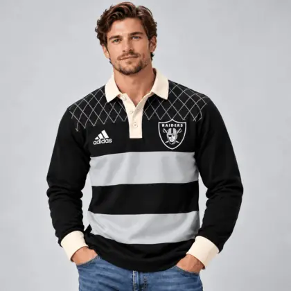 Las Vegas Raiders | Premium NFL Classic Heritage Striped Rugby Polo NTH1