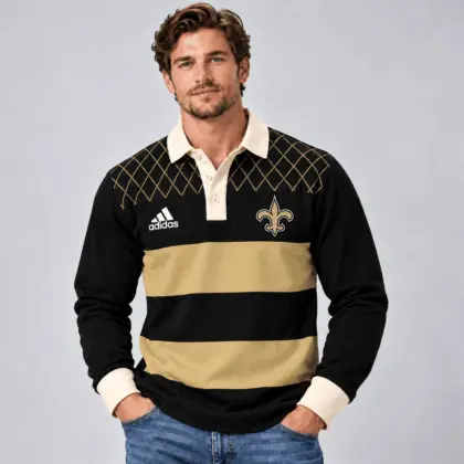 New Orleans Saints | Premium NFL Classic Heritage Striped Rugby Polo NTH1
