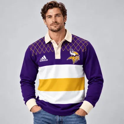 Minnesota Vikings | Premium NFL Classic Heritage Striped Rugby Polo NTH1