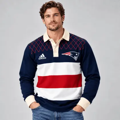 New England Patriots | Premium NFL Classic Heritage Striped Rugby Polo NTH1