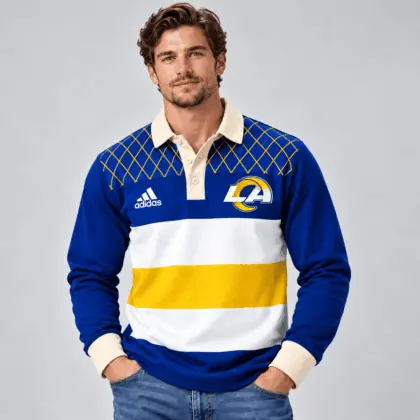 Los Angeles Rams | Premium NFL Classic Heritage Striped Rugby Polo NTH1