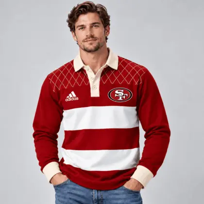 San Francisco 49ers | Premium NFL Classic Heritage Striped Rugby Polo NTH1