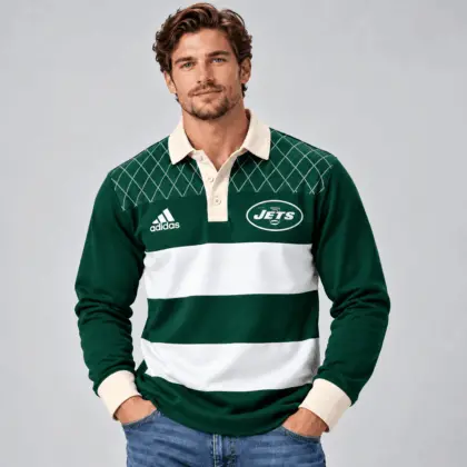 New York Jets | Premium NFL Classic Heritage Striped Rugby Polo NTH1