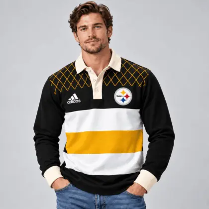 Pittsburgh Steelers | Premium NFL Classic Heritage Striped Rugby Polo NTH1