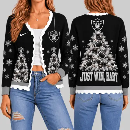 Las Vegas Raiders | NFL Christmas Tree Knit Cardigan TD
