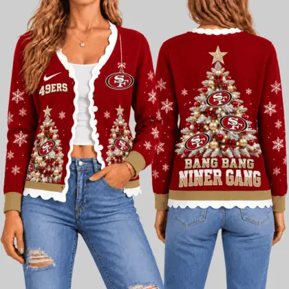 San Francisco 49ers | NFL Christmas Tree Knit Cardigan TD