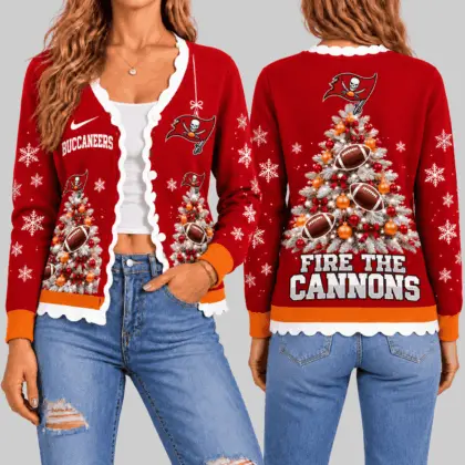 Tampa Bay Buccaneers | NFL Christmas Tree Knit Cardigan TD