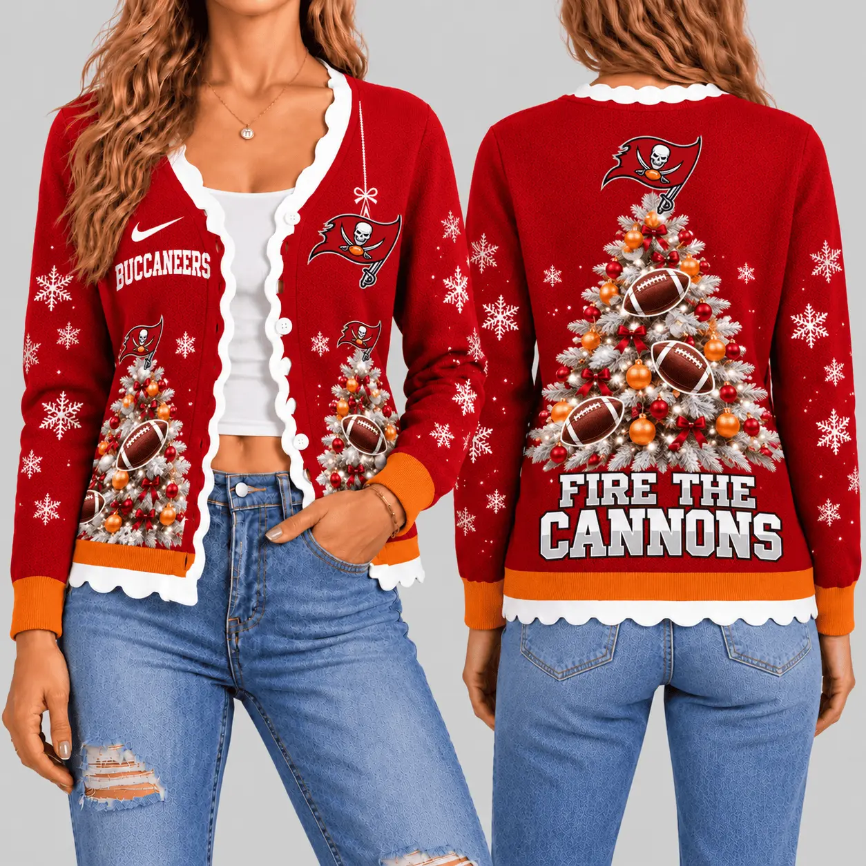 Tampa Bay Buccaneers | NFL Christmas Tree Knit Cardigan TD