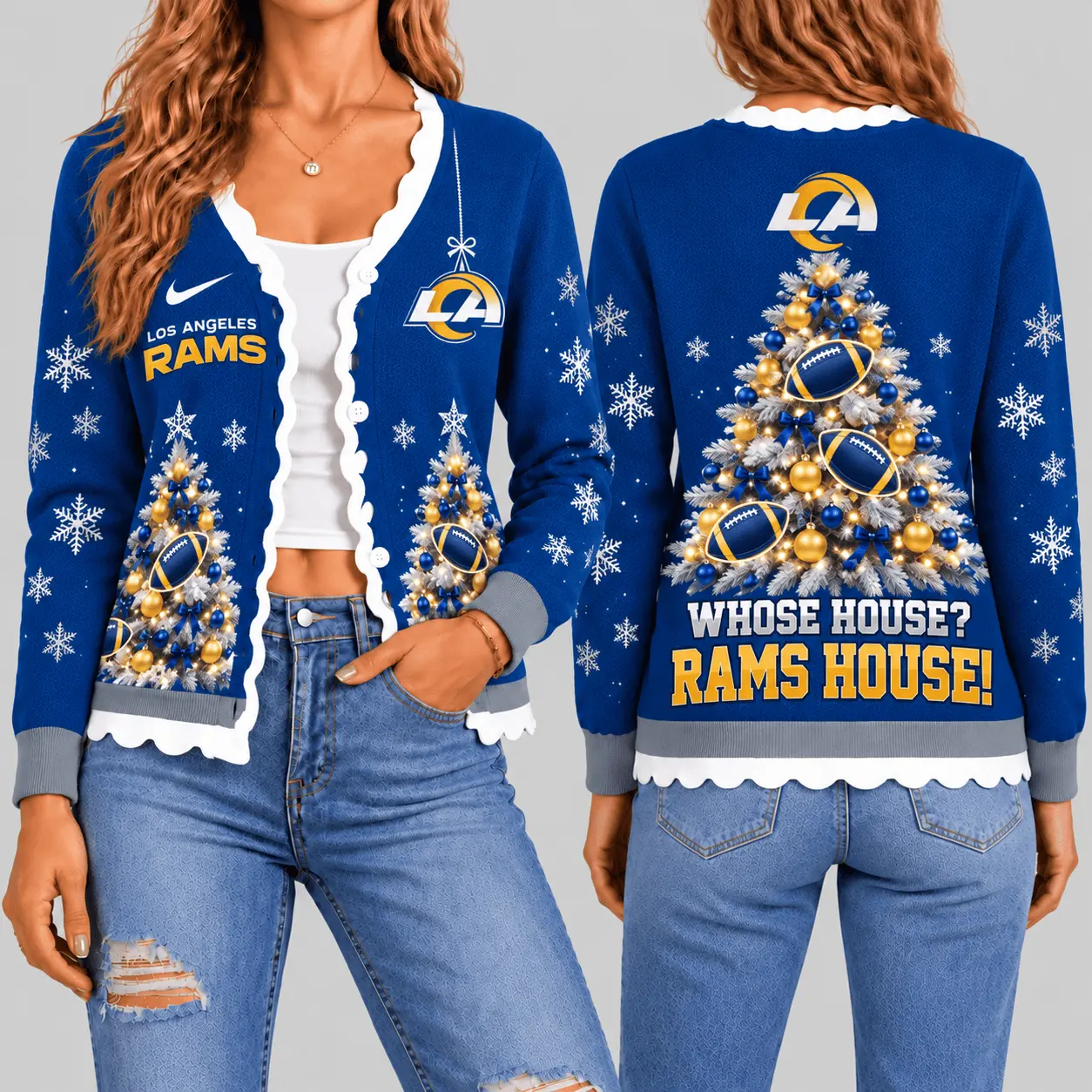 Los Angeles Rams | NFL Christmas Tree Knit Cardigan TD