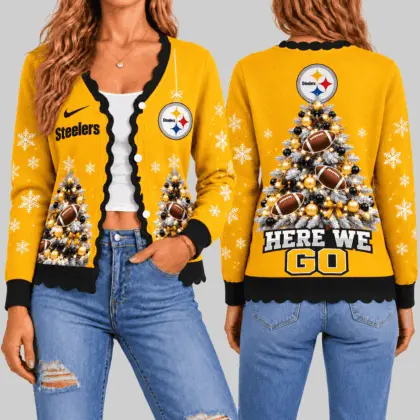Pittsburgh Steelers | NFL Christmas Tree Knit Cardigan TD