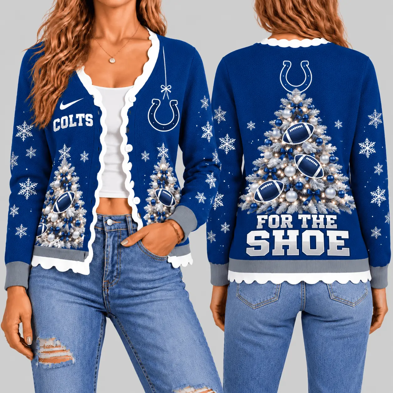 Indianapolis Colts | NFL Christmas Tree Knit Cardigan TD