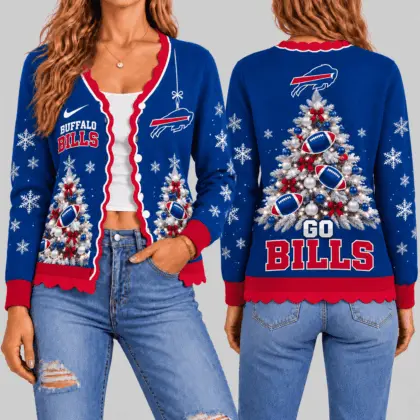 Buffalo Bills | NFL Christmas Tree Knit Cardigan TD