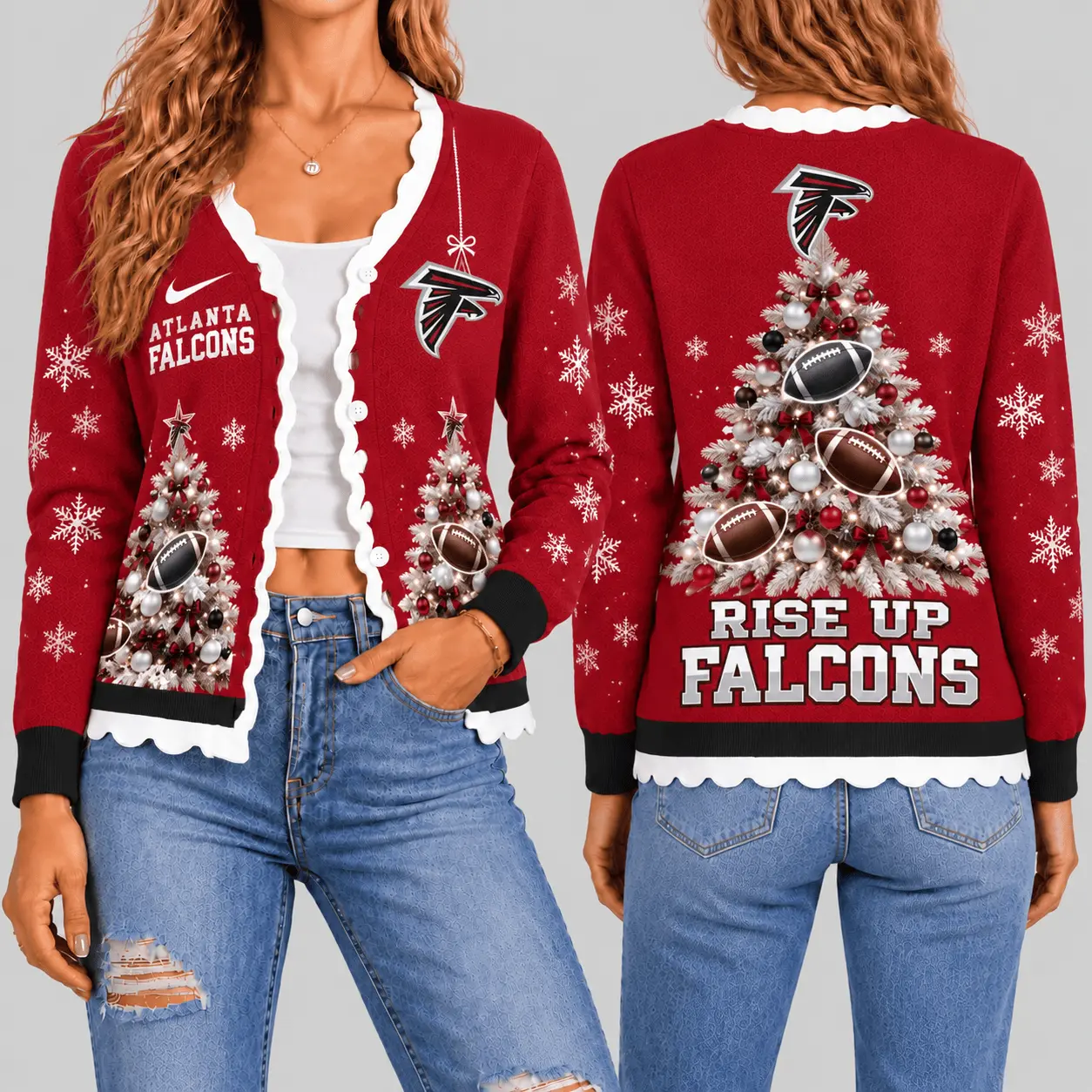 Atlanta Falcons | NFL Christmas Tree Knit Cardigan TD