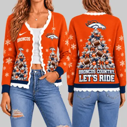 Denver Broncos | NFL Christmas Tree Knit Cardigan TD