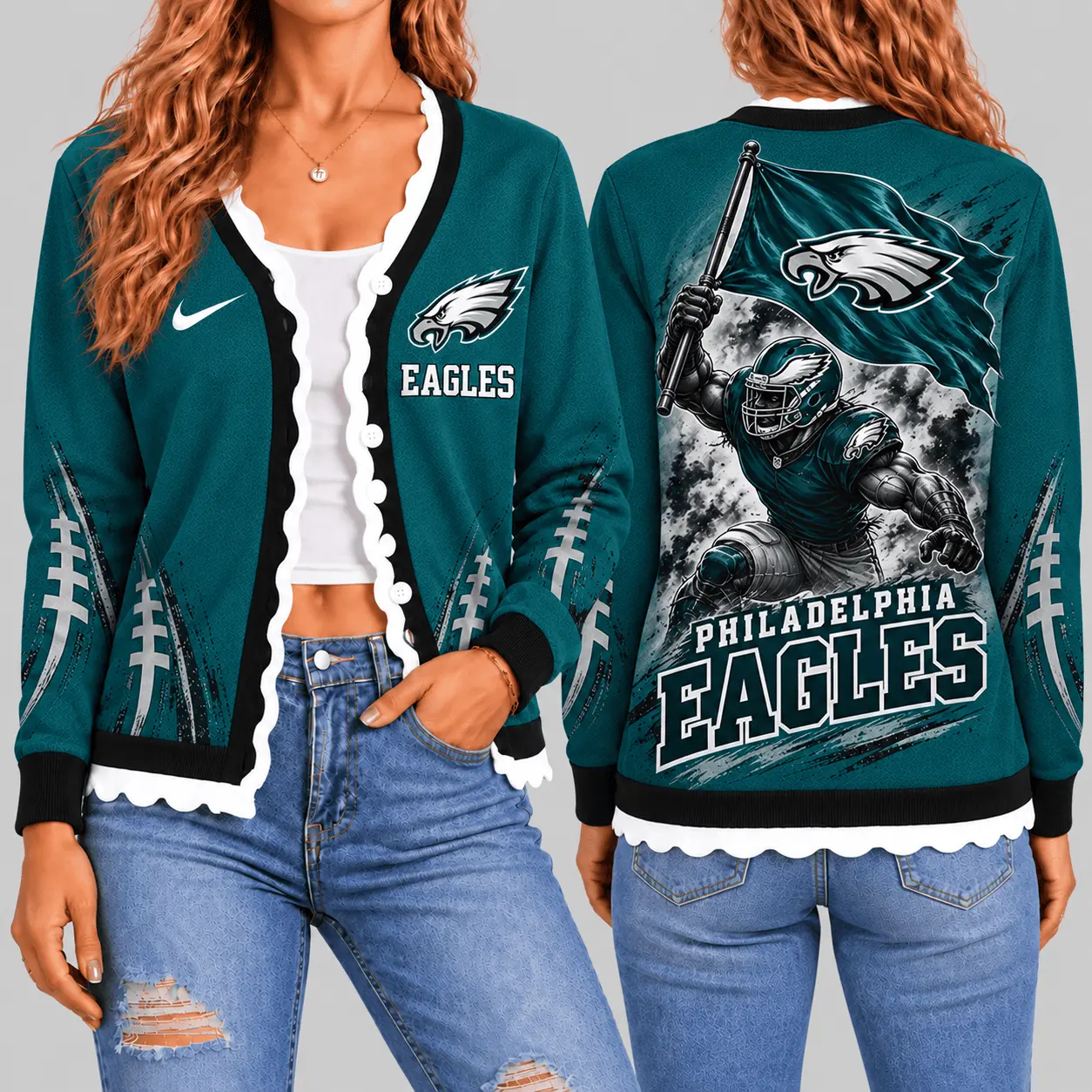 Philadelphia Eagles | NFL Warrior Flag Knit Cardigan TD