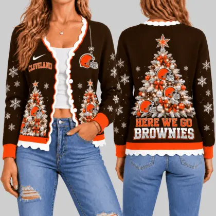 Cleveland Browns | NFL Christmas Tree Knit Cardigan TD