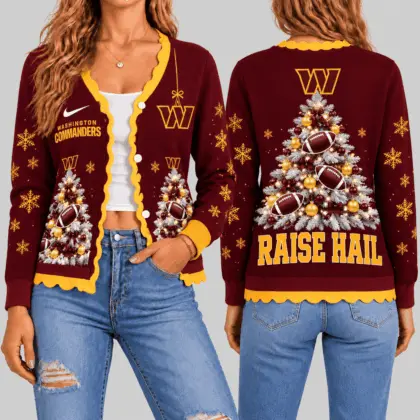 Washington Commanders | NFL Christmas Tree Knit Cardigan TD