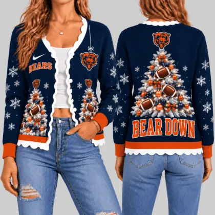 Chicago Bears | NFL Christmas Tree Knit Cardigan TD