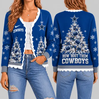 Dallas Cowboys | NFL Christmas Tree Knit Cardigan TD